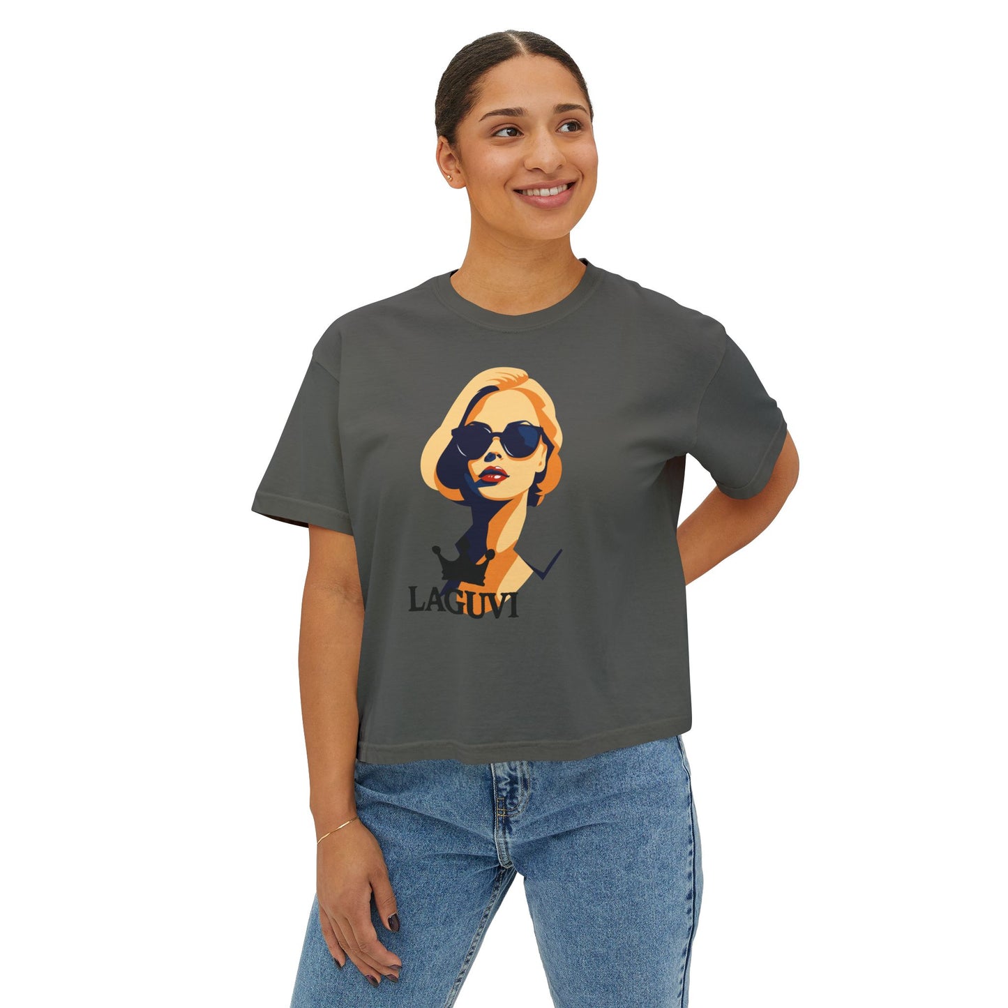 LAGUVI Chic Women's Boxy Tee, Stylish Graphic Top, Trendy Summer Shirt, Casual Everyday Wear, Fashionable Gift for Her