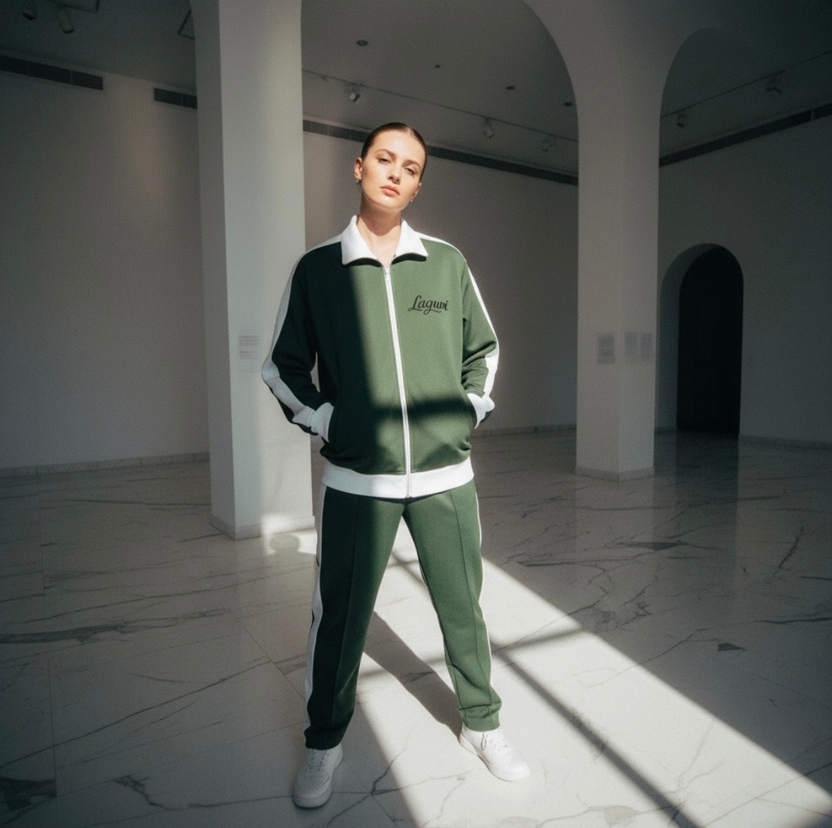 LAGUVI Contrast Trim Stand Collar Jacket ( unisex )