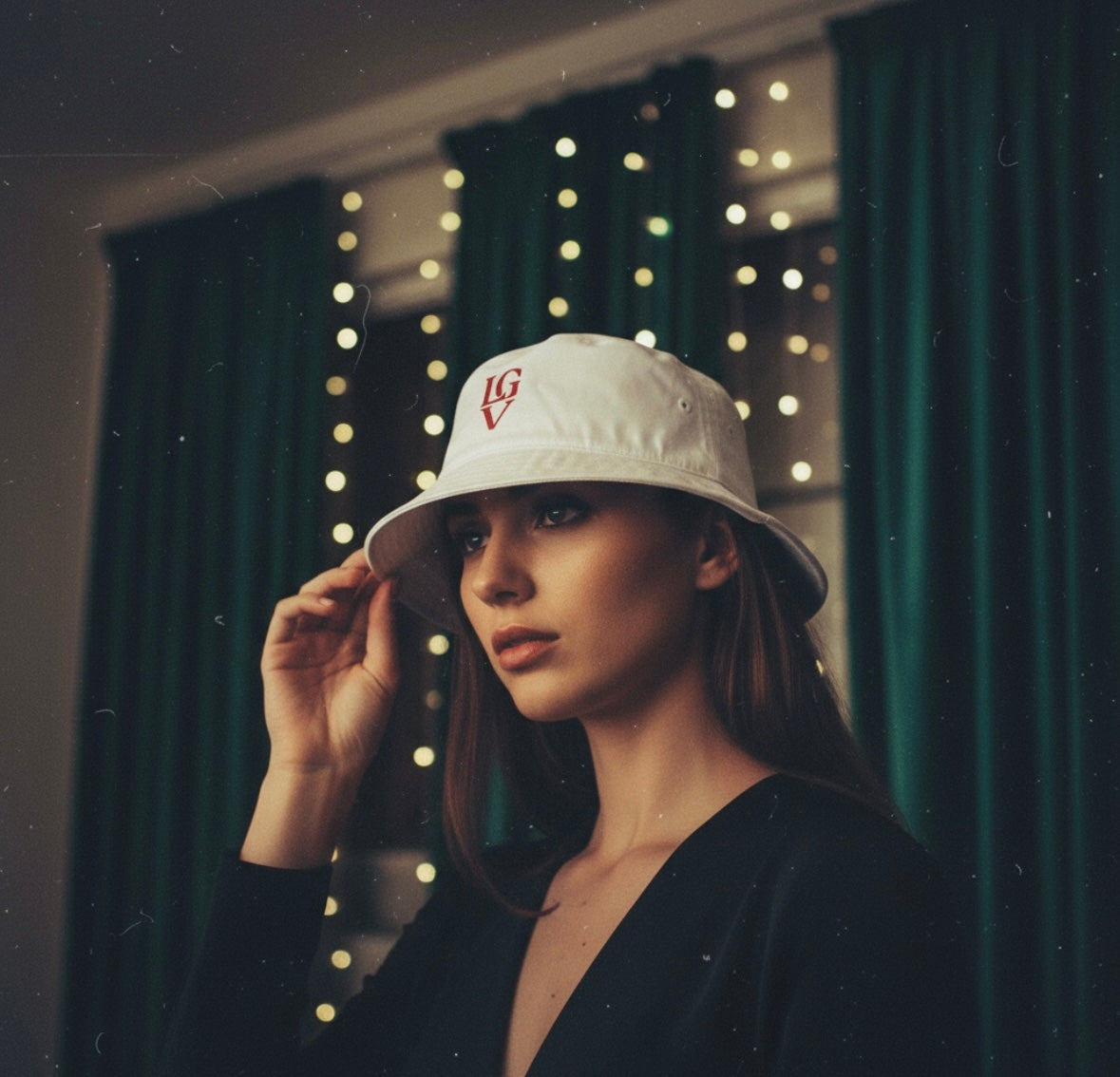 LAGUVI Embroidered Bucket Hat with LGV Design | Trendy Summer Accessory, Gift for Fashion Lovers, Outdoor Adventure Hat, Beach Hat, Festival Wear