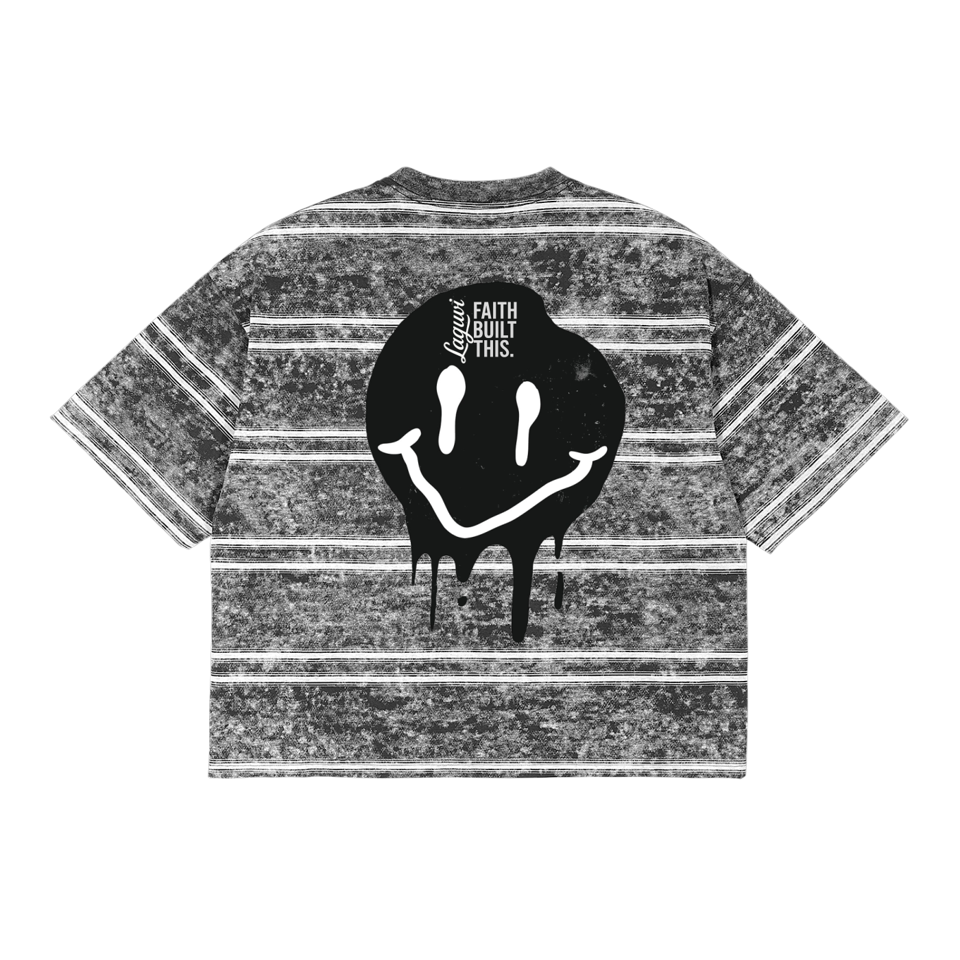 LAGUVI Snow Washed Striped Boxy T-Shirt ( unisex )