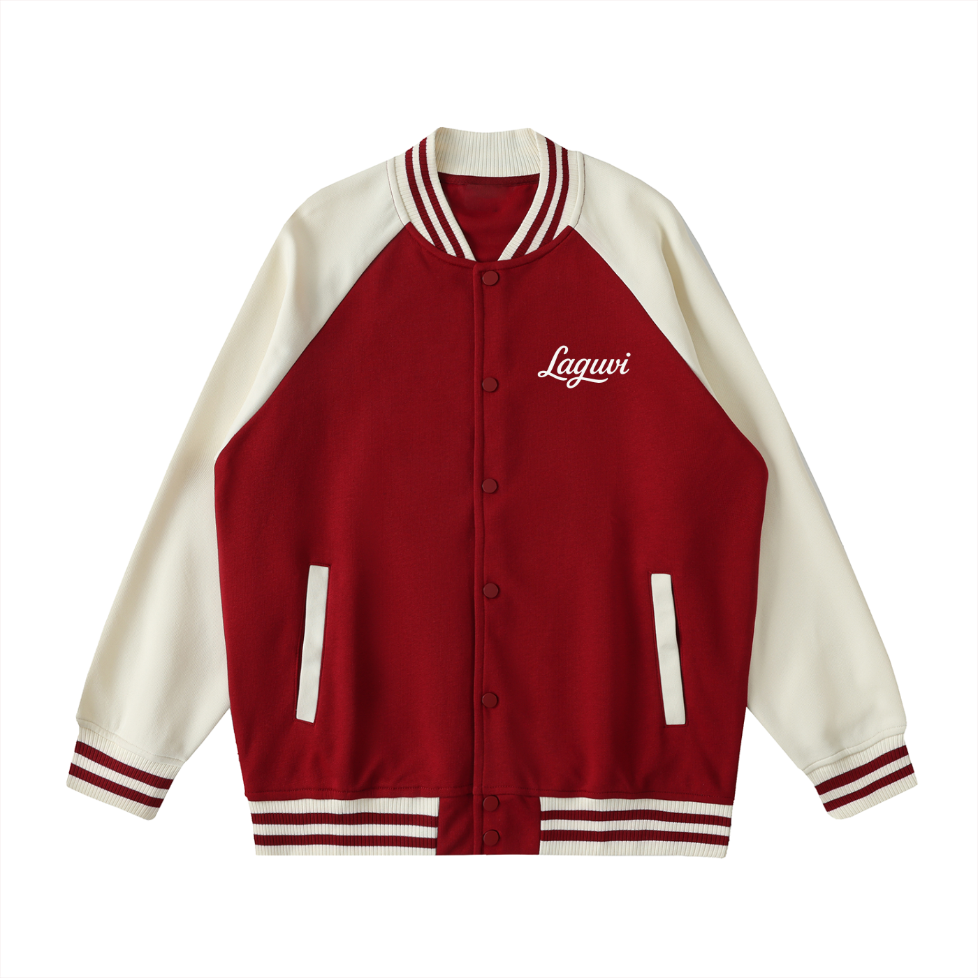 LAGUVI Two-Tone Raglan Sleeve Varsity Jacket ( unisex)