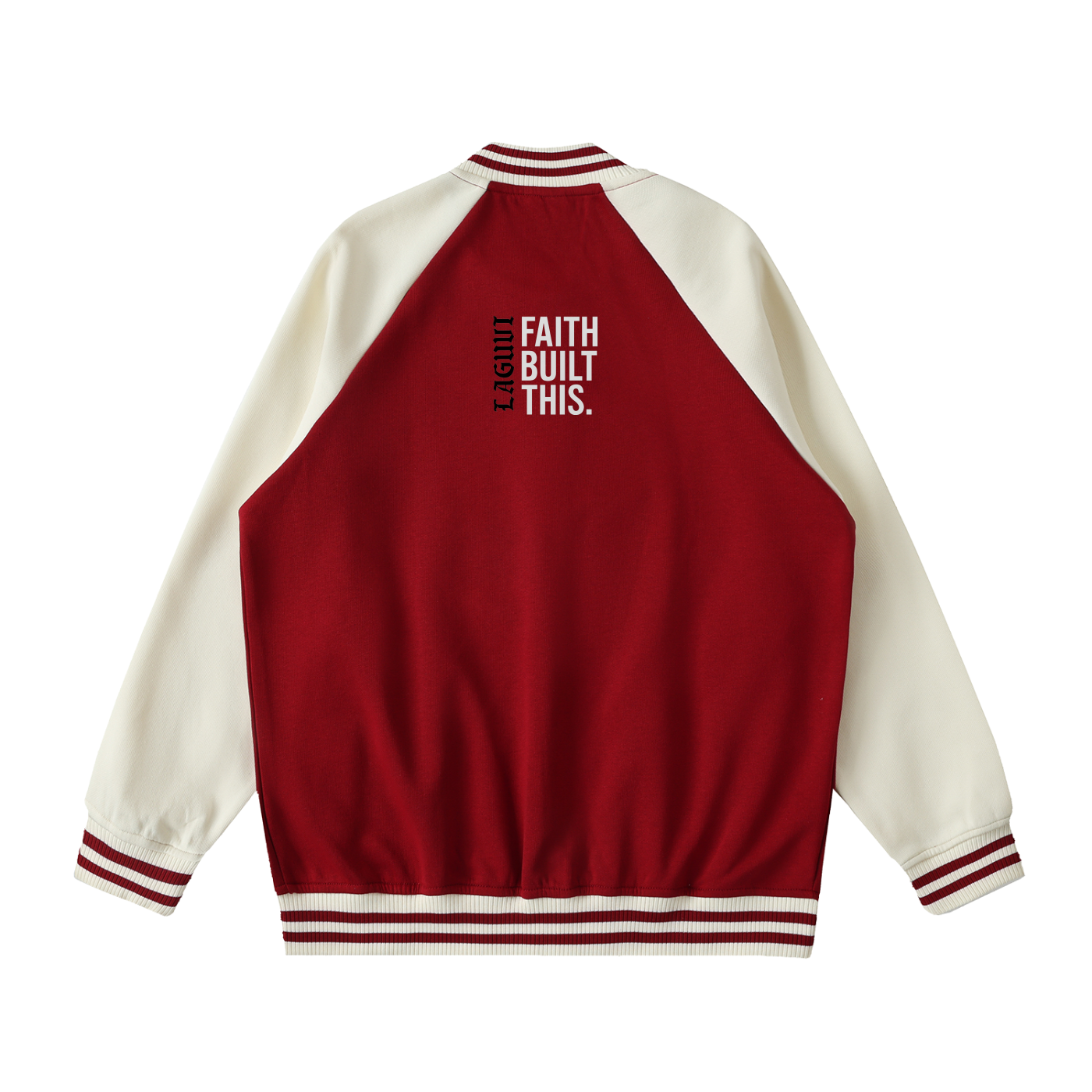 LAGUVI Two-Tone Raglan Sleeve Varsity Jacket ( unisex)