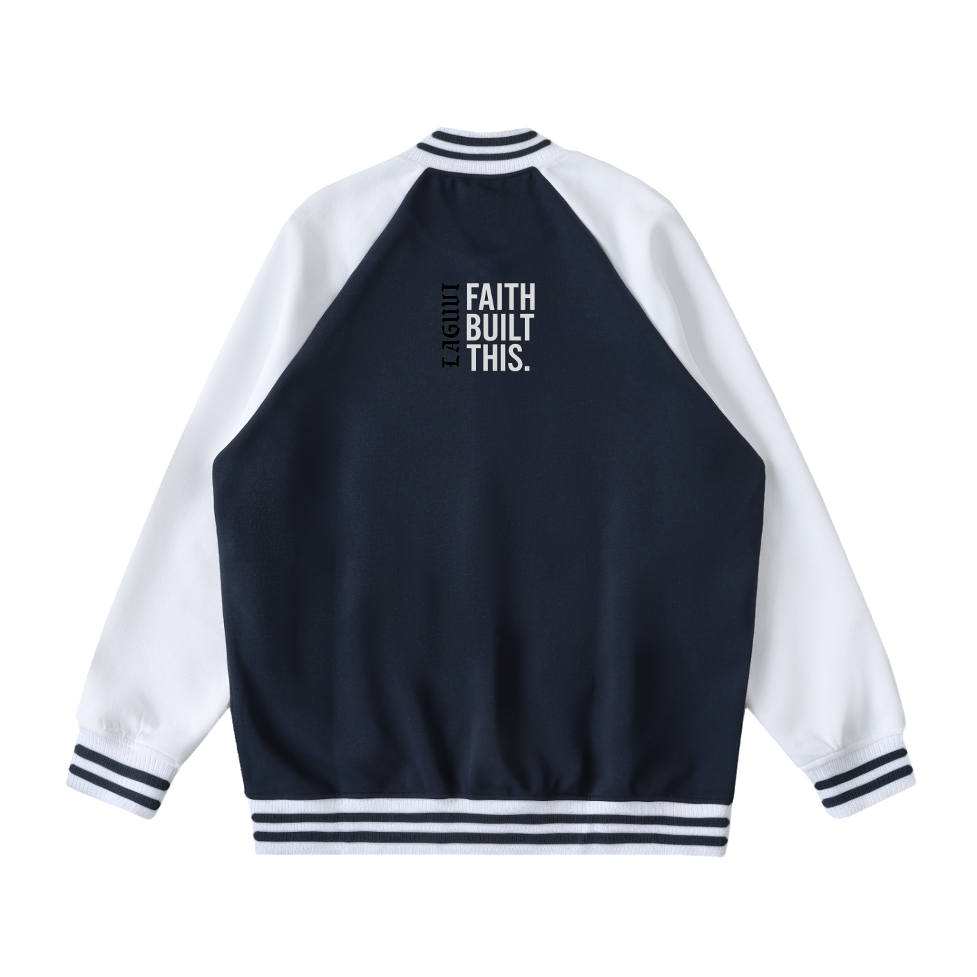 LAGUVI Two-Tone Raglan Sleeve Varsity Jacket ( unisex)