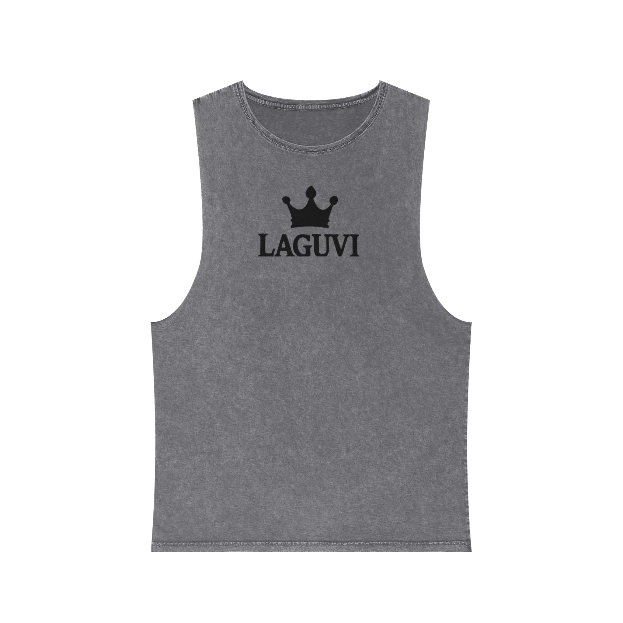 LAGUVI Unisex Stonewash Tank Top with Crown Logo, Casual Summer Wear, Beach Outfit, Gift for Him/Her, Comfortable Apparel
