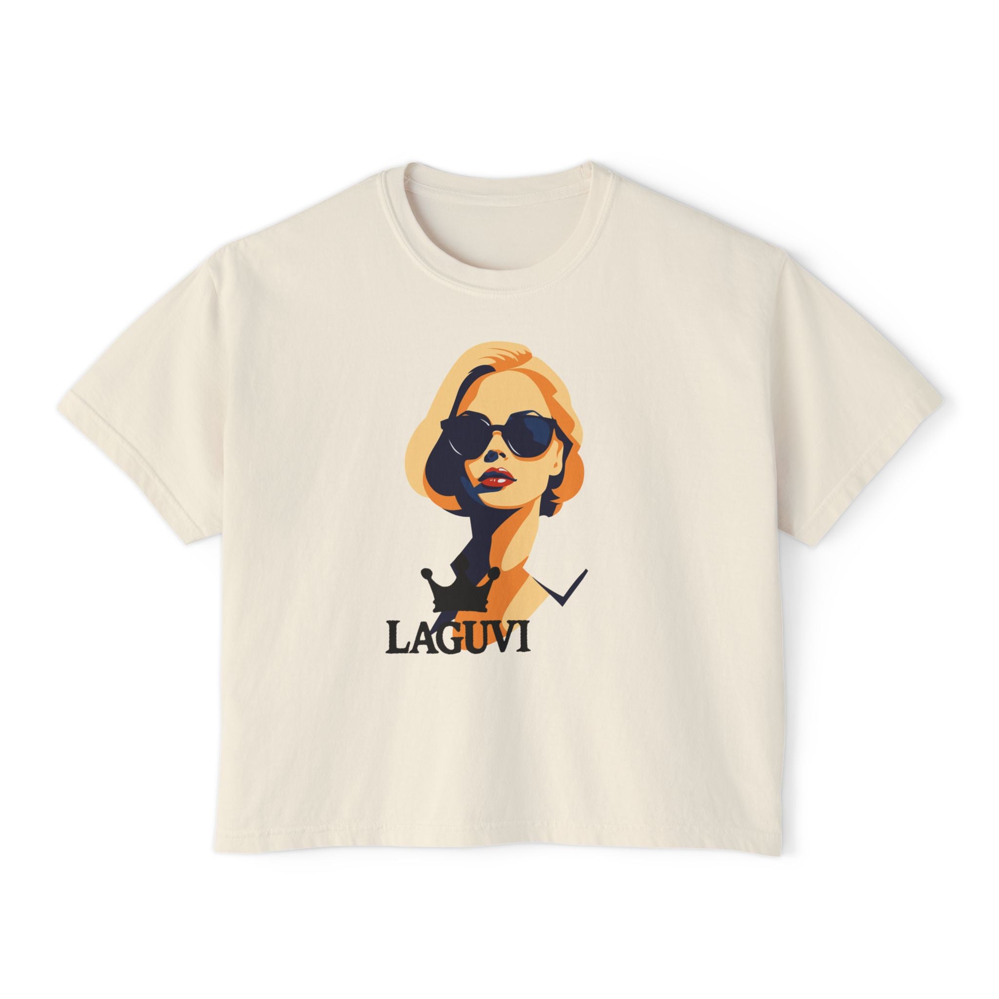 LAGUVI Chic Women's Boxy Tee, Stylish Graphic Top, Trendy Summer Shirt, Casual Everyday Wear, Fashionable Gift for Her