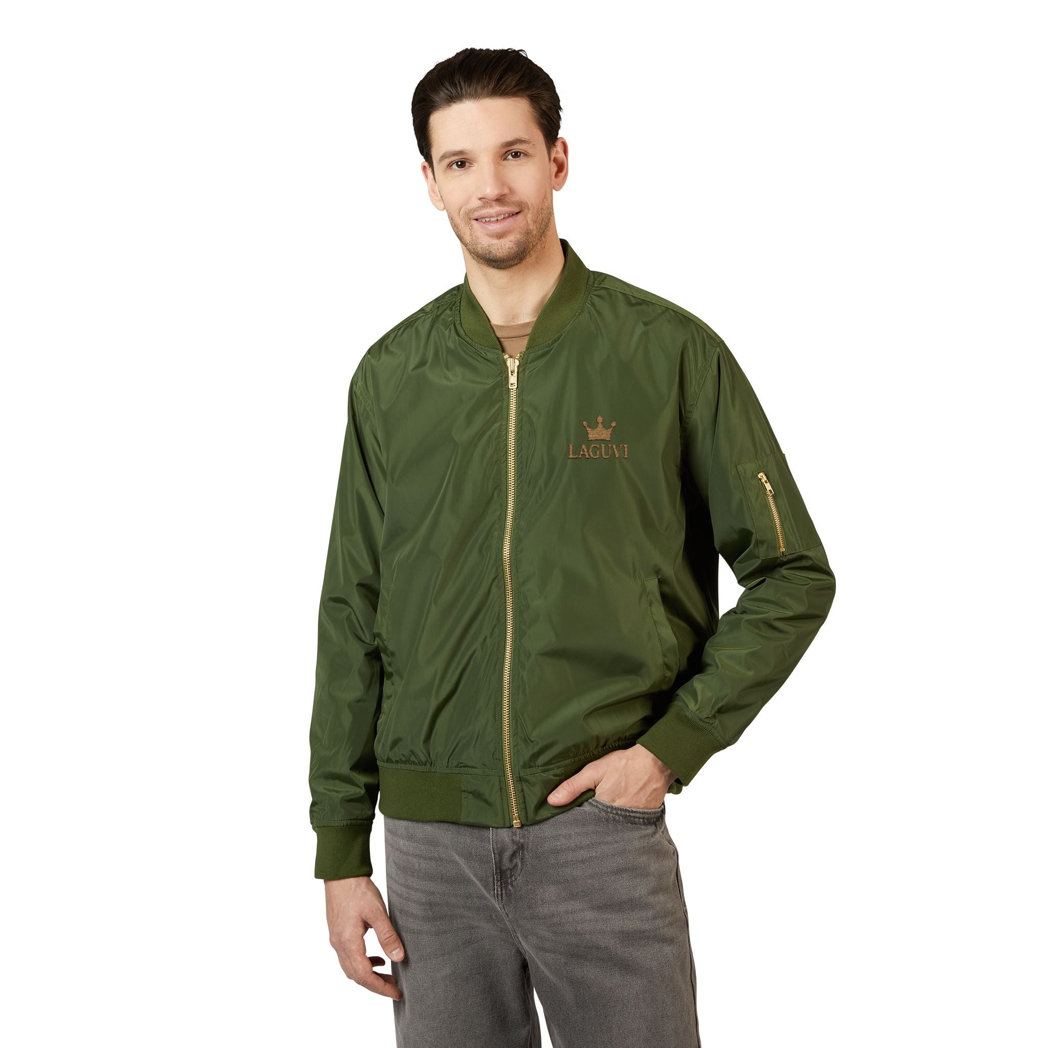 Recycled Bomber Jacket - Eco-Friendly Fashion, Stylish Outerwear, Trendy Gift, Sustainable Style, Embroidered Jacket