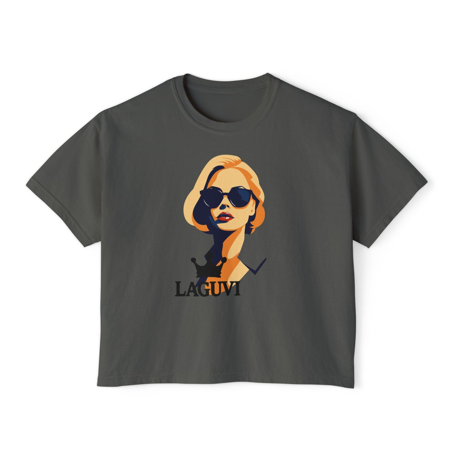 LAGUVI Chic Women's Boxy Tee, Stylish Graphic Top, Trendy Summer Shirt, Casual Everyday Wear, Fashionable Gift for Her