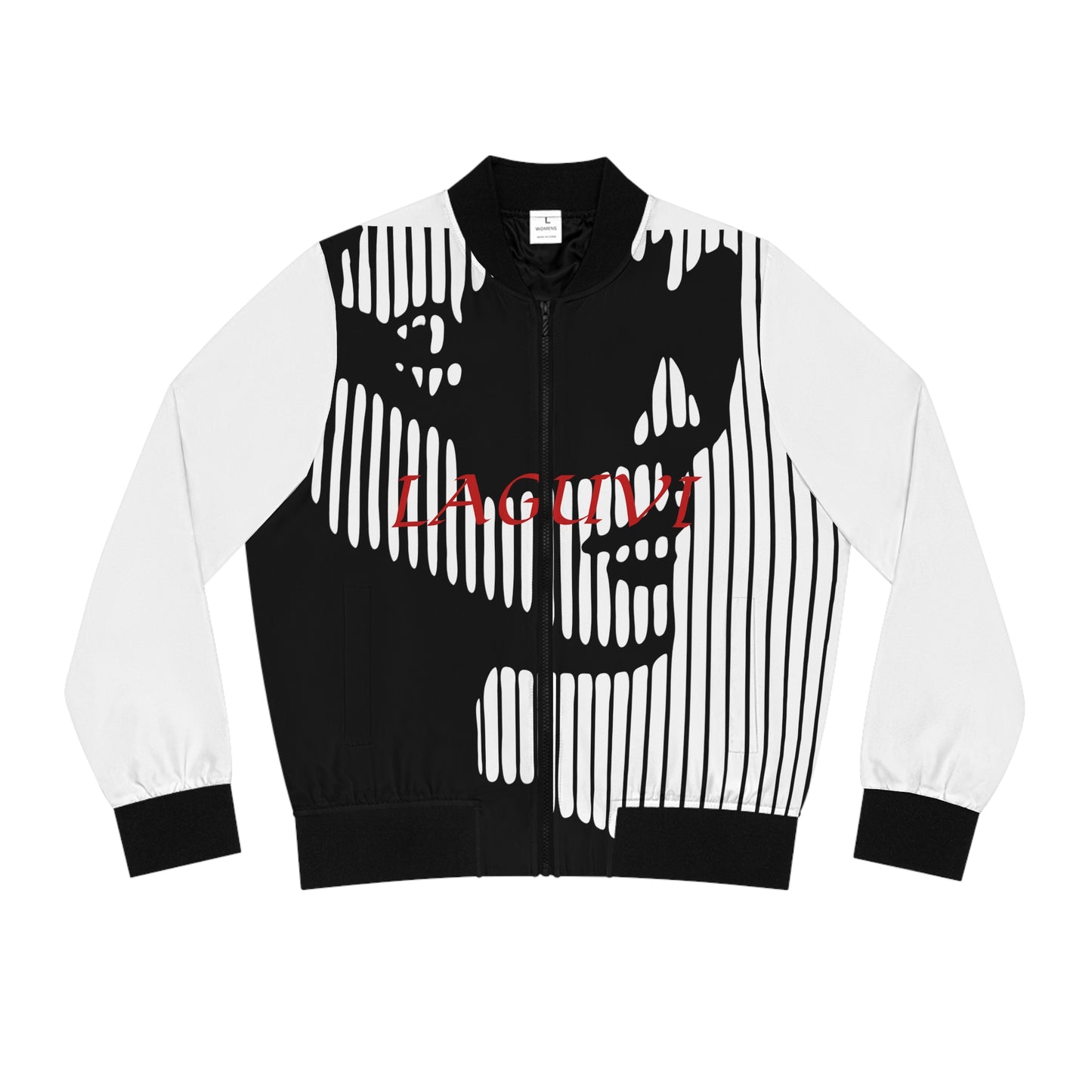 LAGUVI Chic Women's Bomber Jacket with Striped Design, Streetwear Fashion, Trendy Outerwear, Layering Essentials, Unique Gift Idea