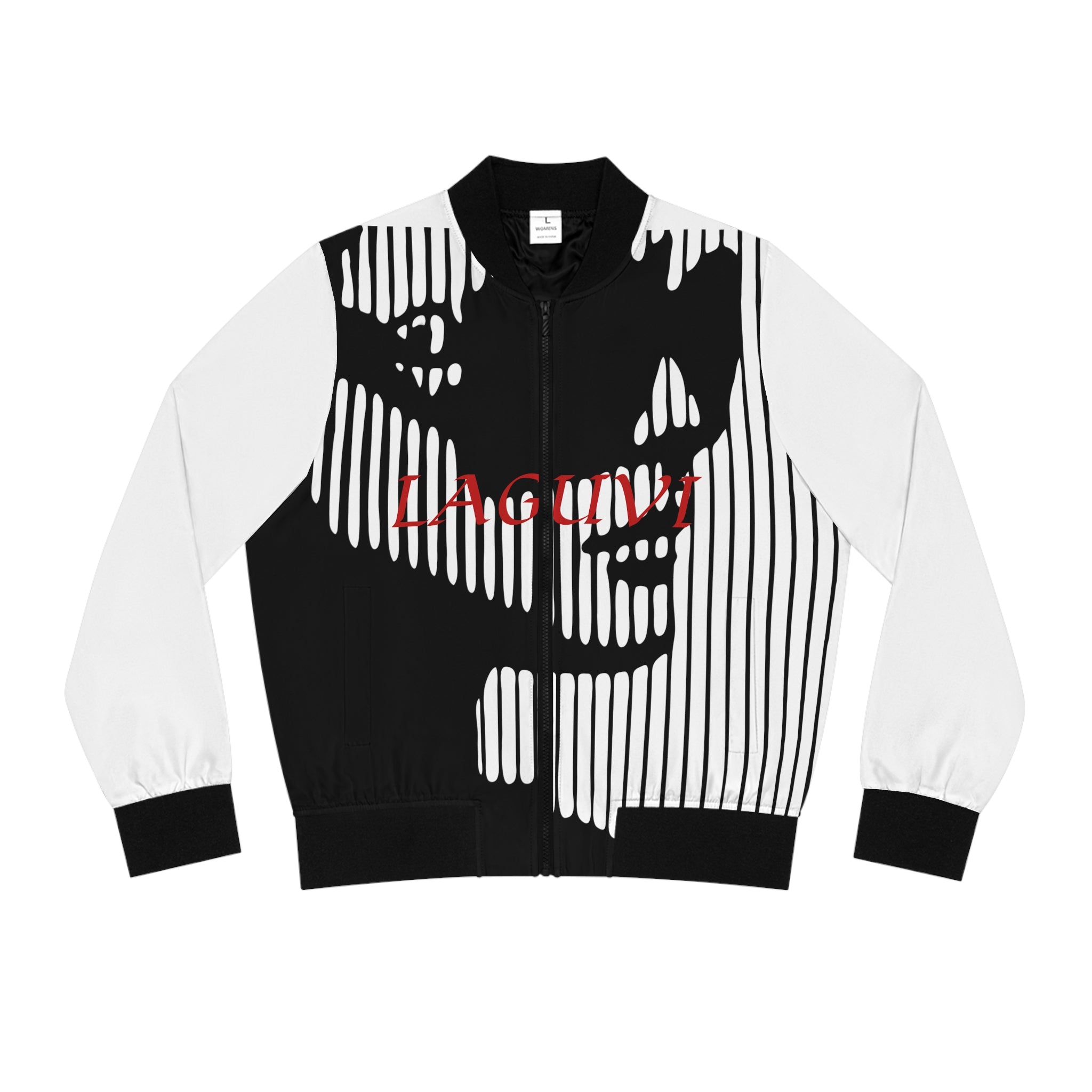 LAGUVI Chic Women's Bomber Jacket with Striped Design, Streetwear Fashion, Trendy Outerwear, Layering Essentials, Unique Gift Idea