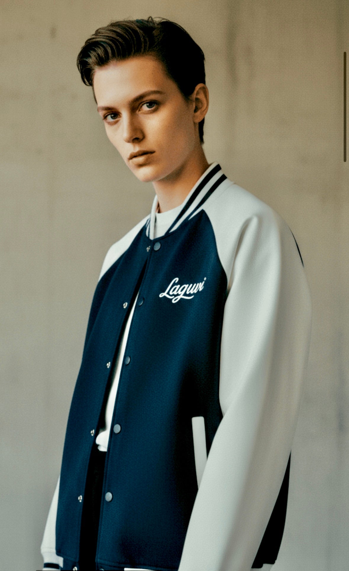LAGUVI Two-Tone Raglan Sleeve Varsity Jacket ( unisex)