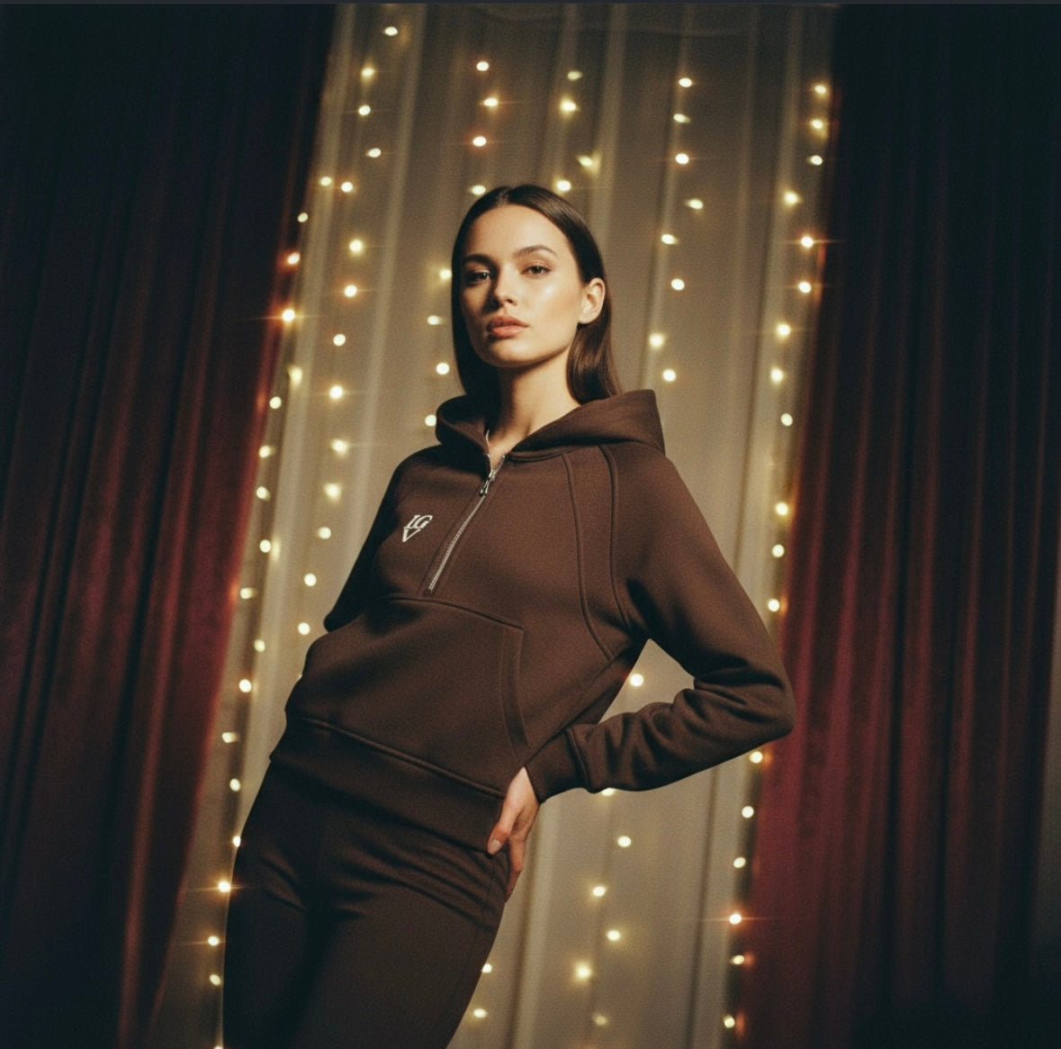 LAGUVI Cropped Half-Zip Hoodie