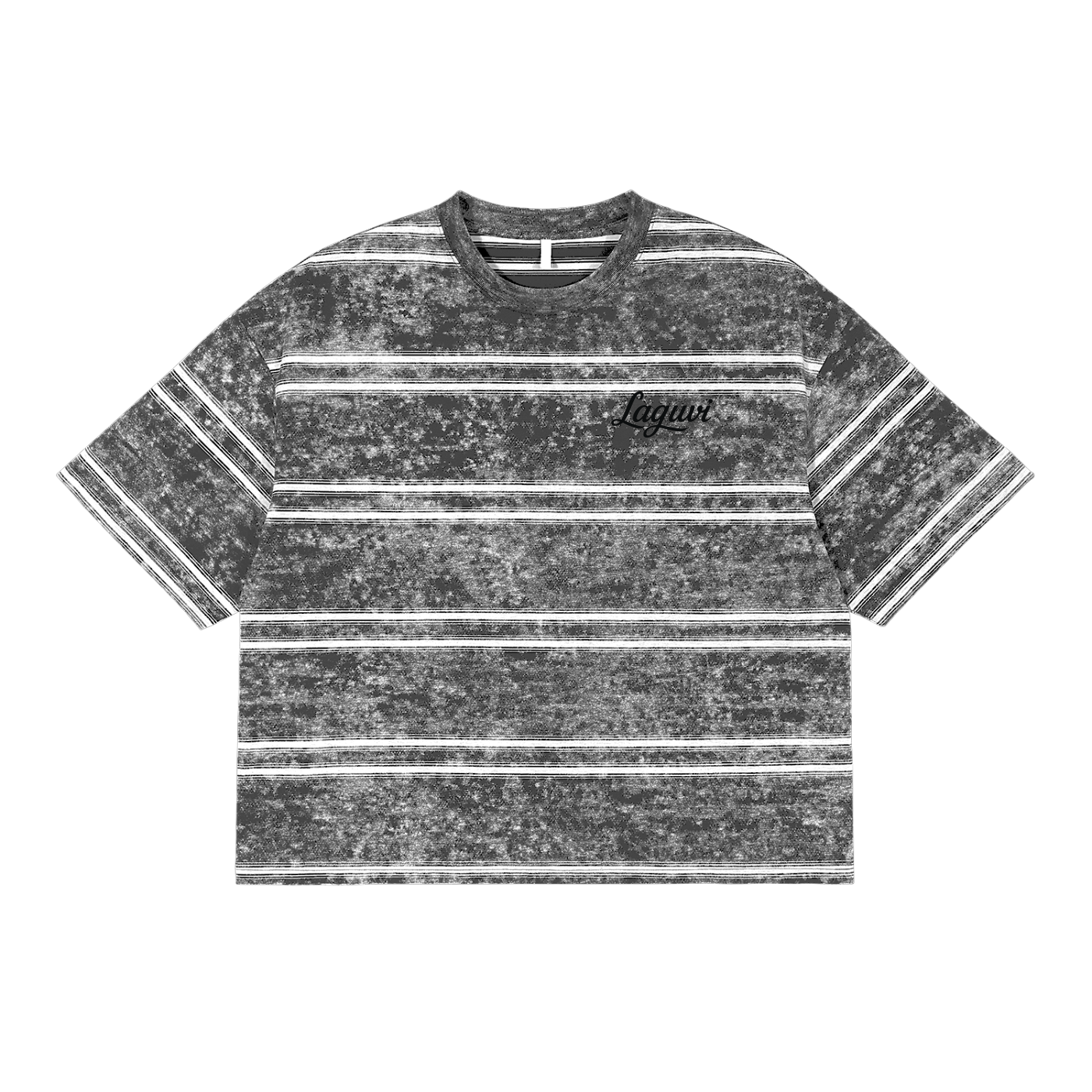 LAGUVI Snow Washed Striped Boxy T-Shirt ( unisex )