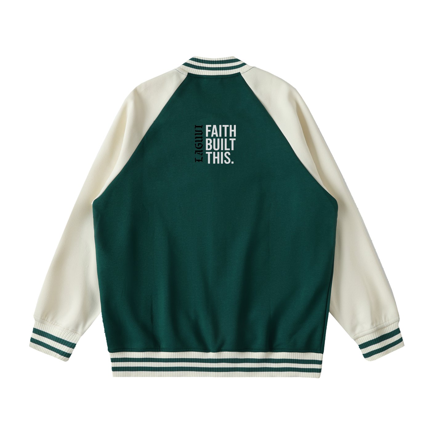 LAGUVI Two-Tone Raglan Sleeve Varsity Jacket ( unisex)