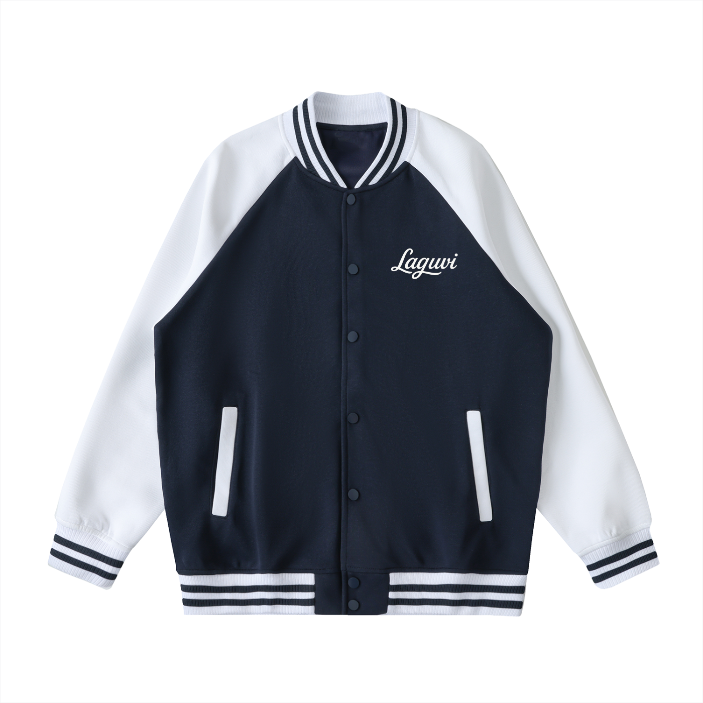 LAGUVI Two-Tone Raglan Sleeve Varsity Jacket ( unisex)