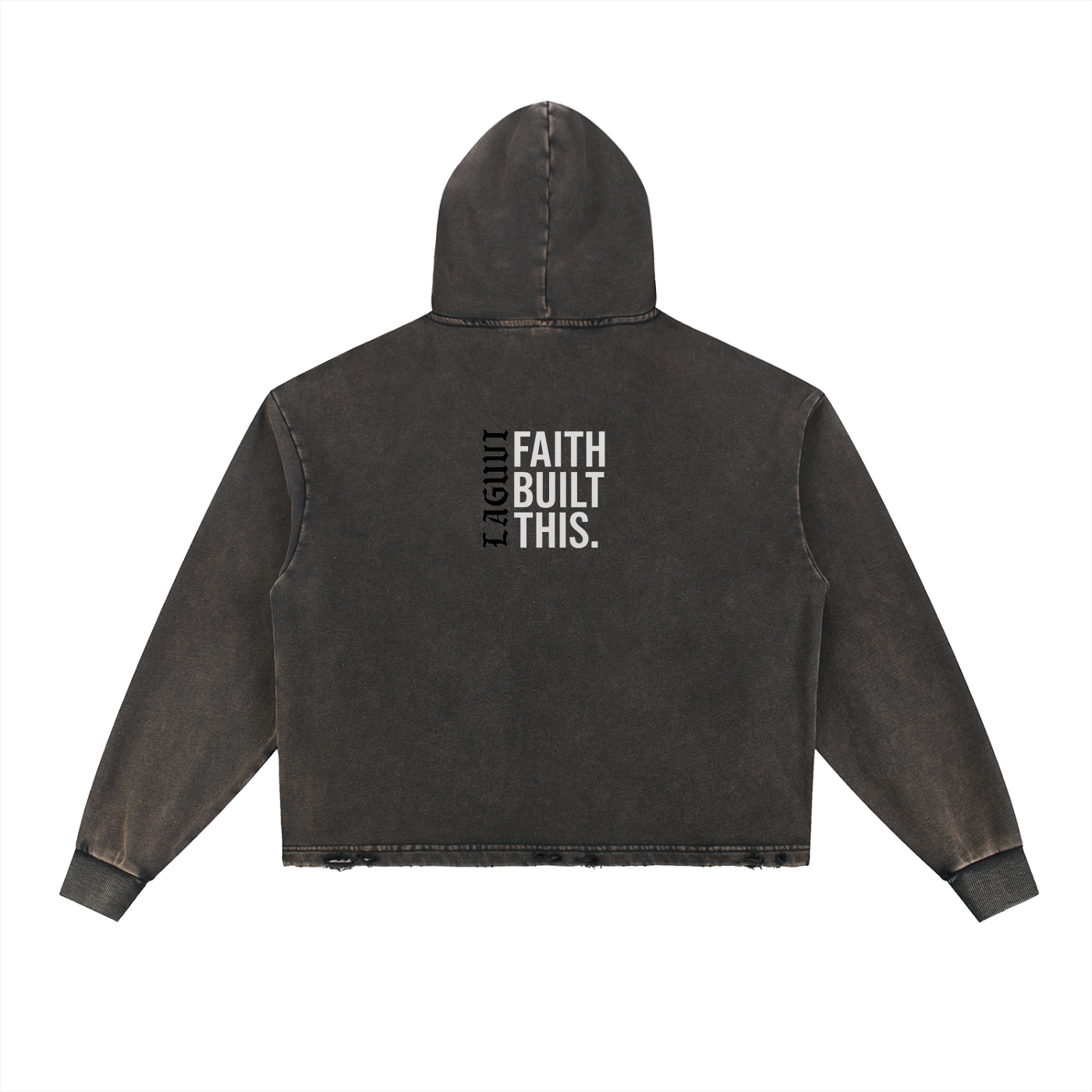 LAGUVI Vintage Washed Frayed-Hem Hoodie ( unisex )