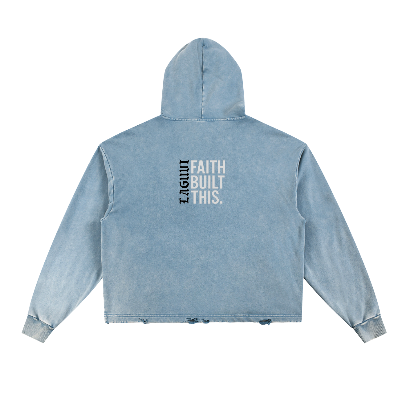 LAGUVI Vintage Washed Frayed-Hem Hoodie ( unisex )